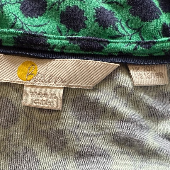 Boden Evelyn Jersey Long Sleeve Midi Dress in Green & Navy Print Size 16/18R - Picture 9 of 11
